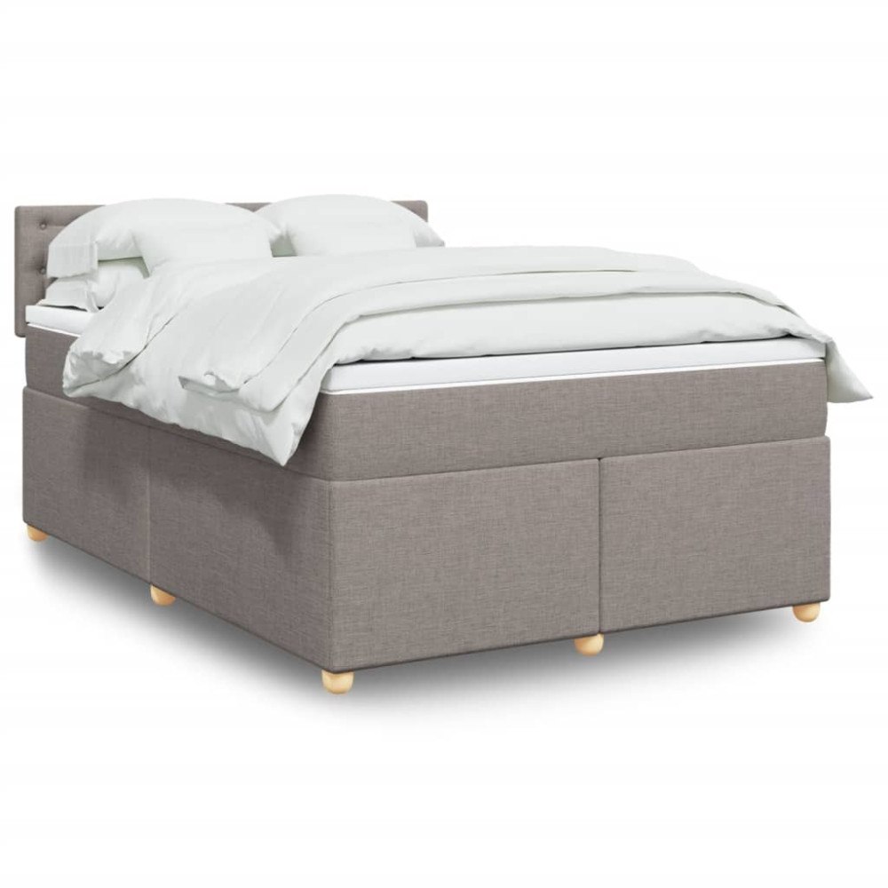 vidaXL Ramsäng med madrass taupe 160x200 cm tyg