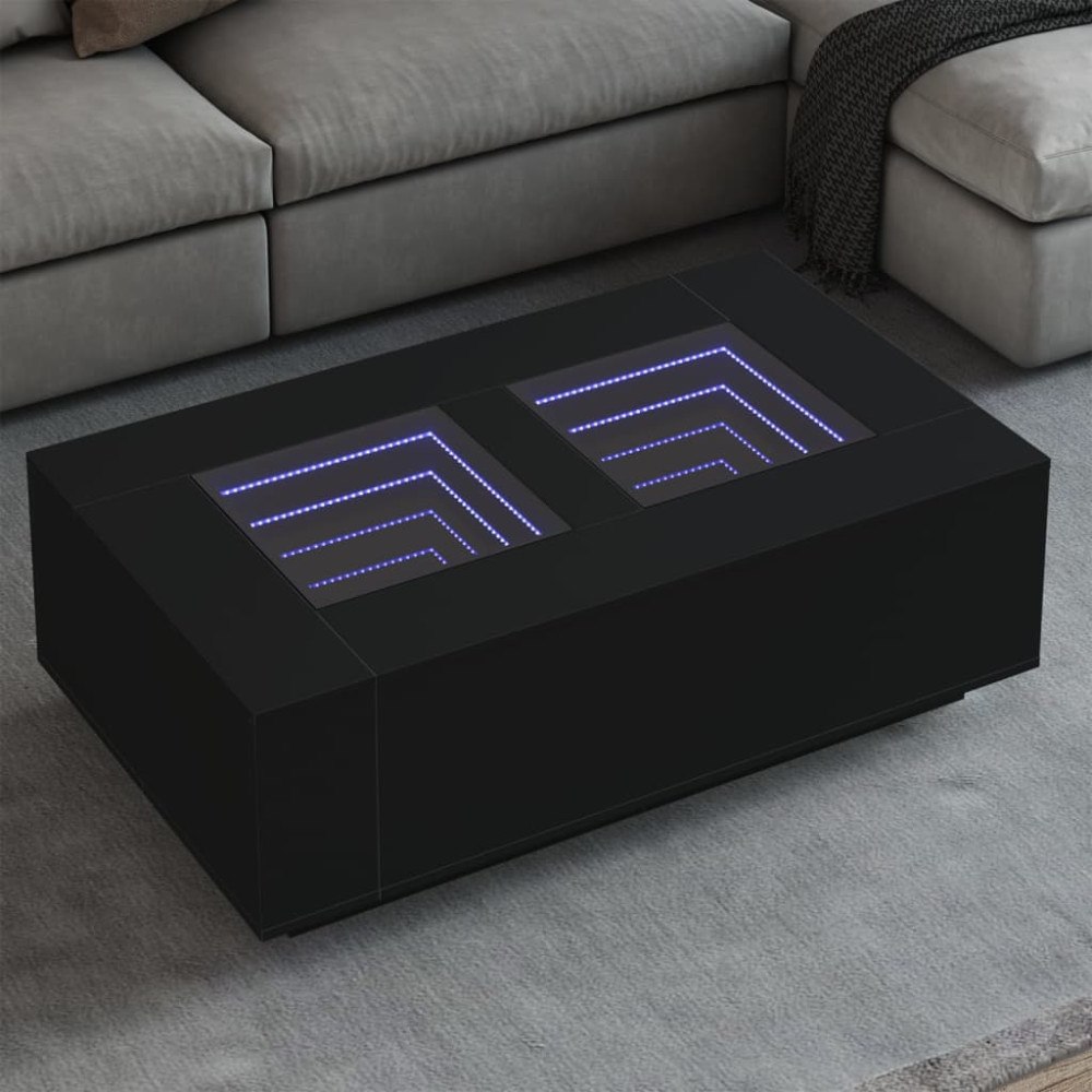 vidaXL Soffbord med Infinity LEDs svart 116x69x40 cm