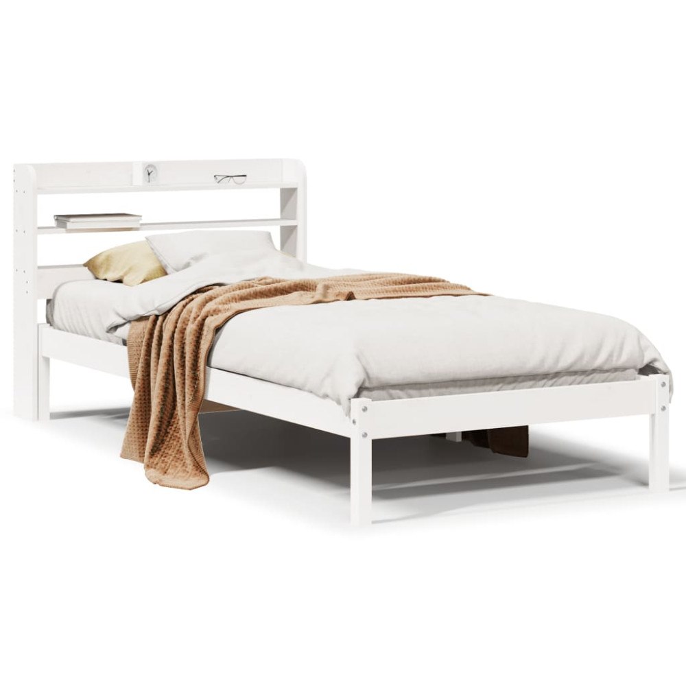 vidaXL Sängram utan madrass vit 75x190 cm massiv furu