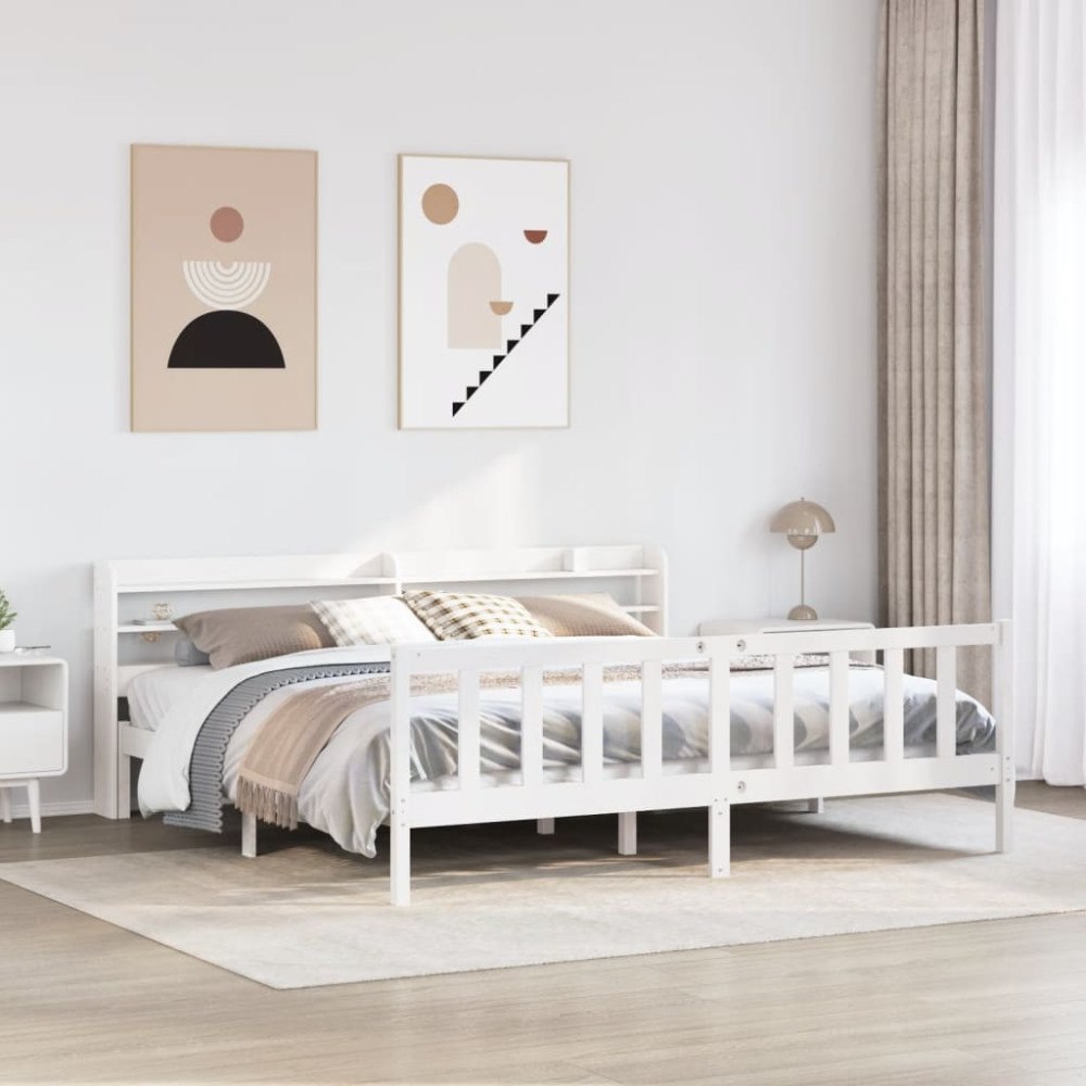 vidaXL Sängram utan madrass vit 180x200 cm massiv furu
