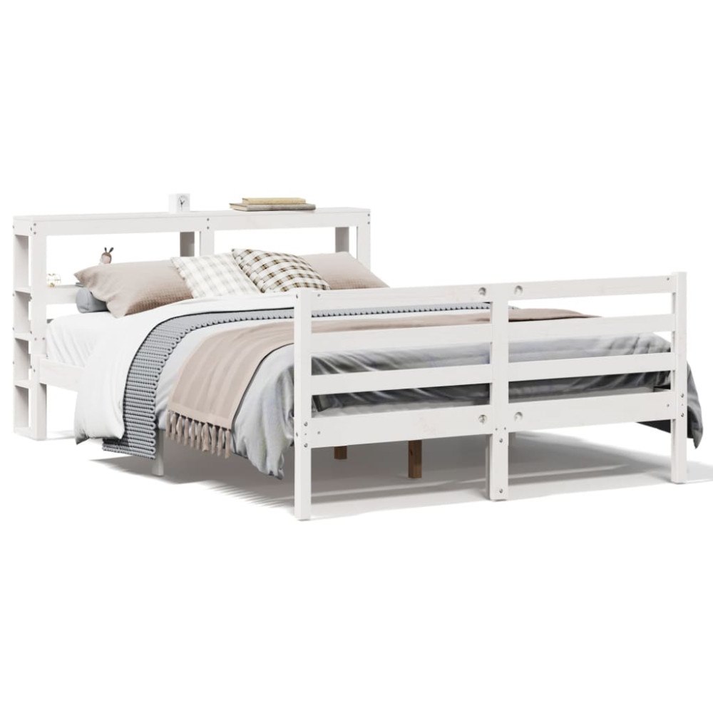 vidaXL Sängram utan madrass vit 120x190 cm massiv furu