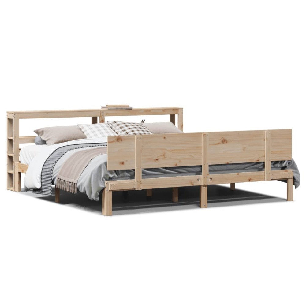 vidaXL Sängram med huvudgavel 200x200 cm massiv furu