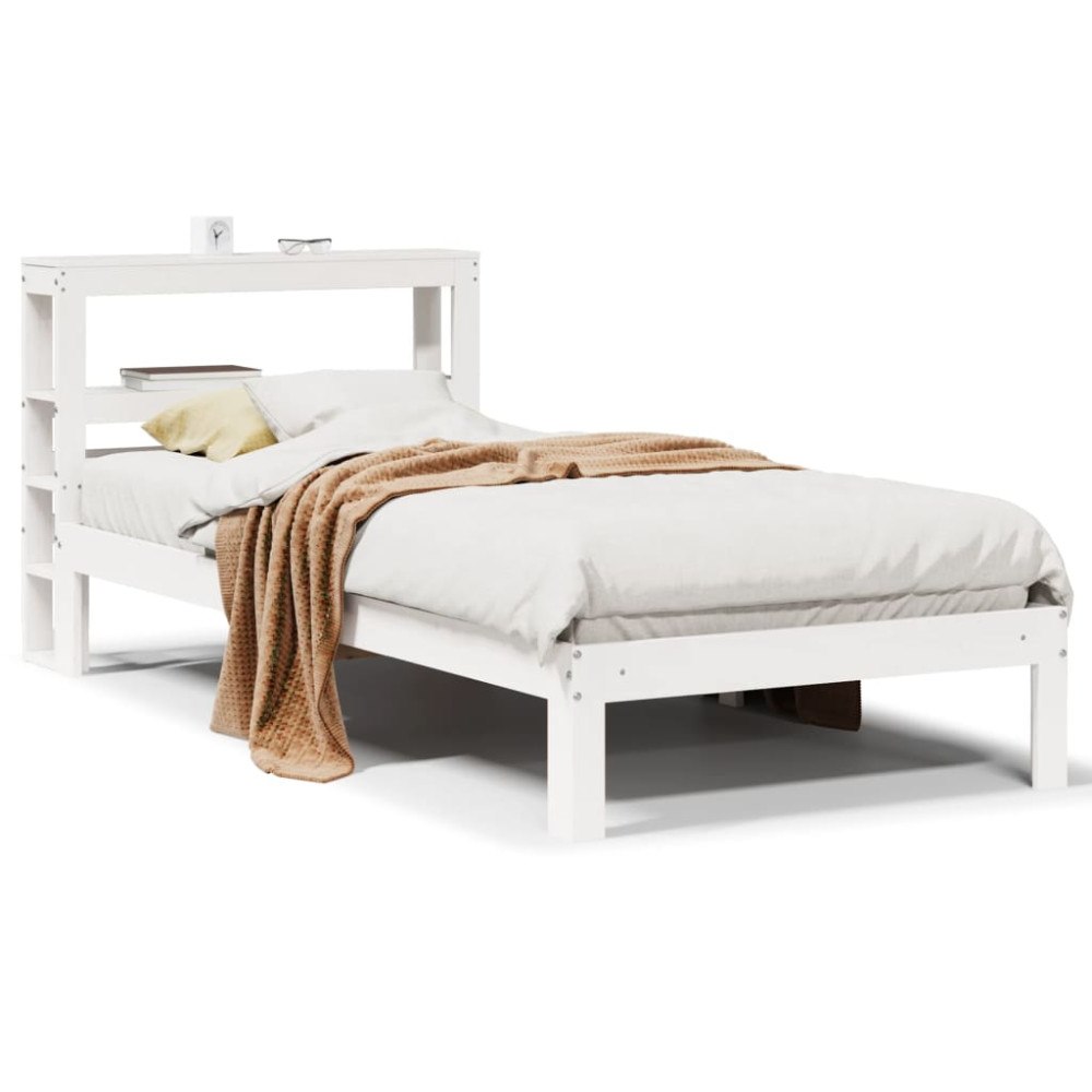 vidaXL Sängram med huvudgavel utan madrass vit 90x200 cm