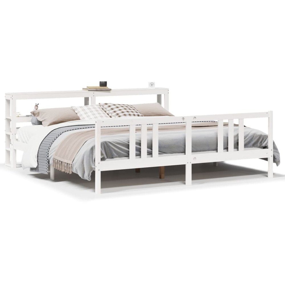 vidaXL Sängram med huvudgavel utan madrass vit 200x200 cm
