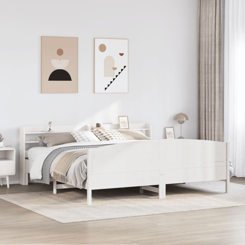 vidaXL Sängram utan madrass vit 180x200 cm massiv furu