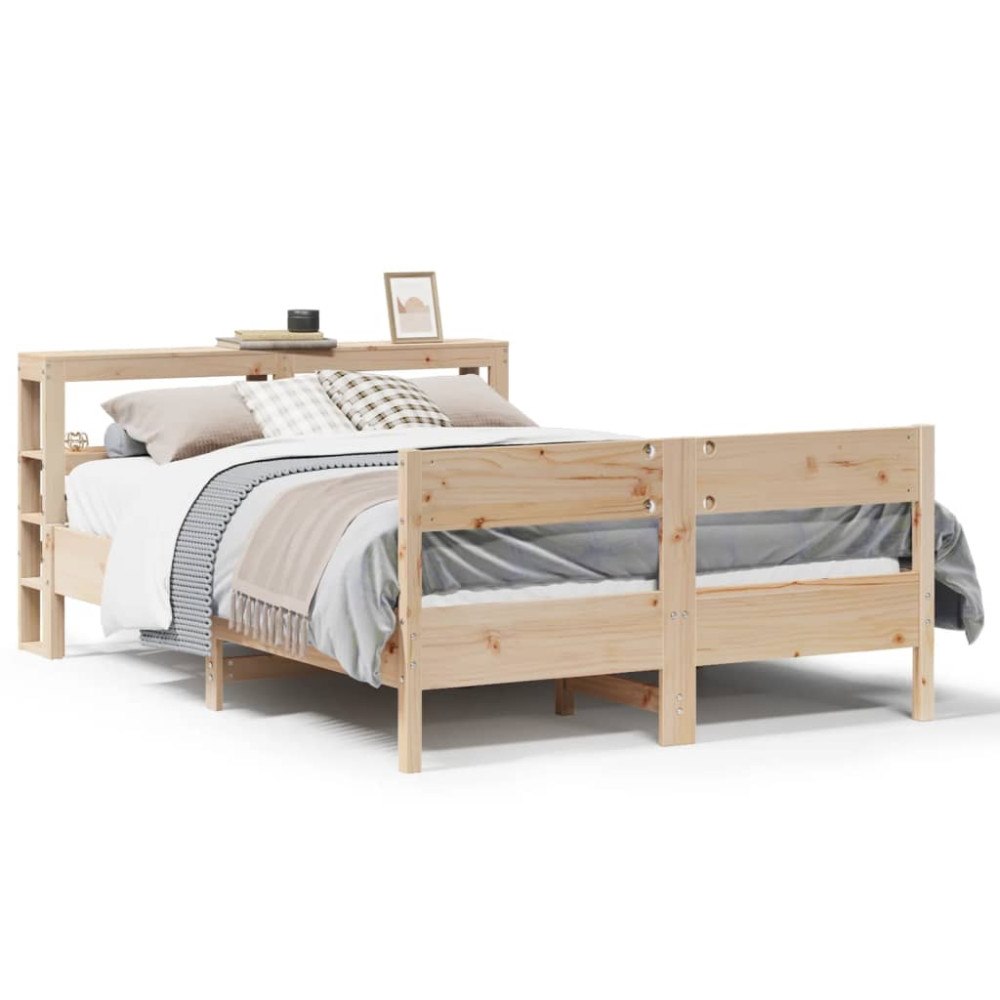 vidaXL Sängram utan madrass 140x190 cm massiv furu
