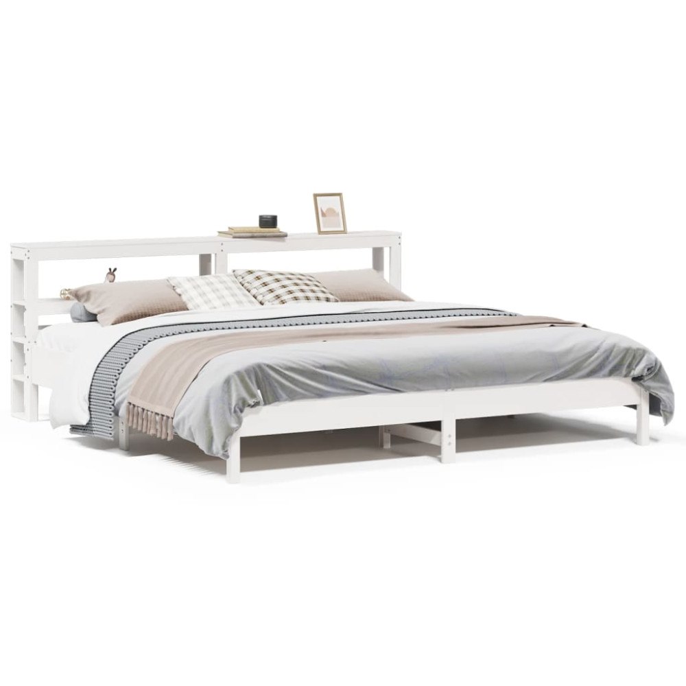 vidaXL Sängram utan madrass vit 180x200 cm massiv furu