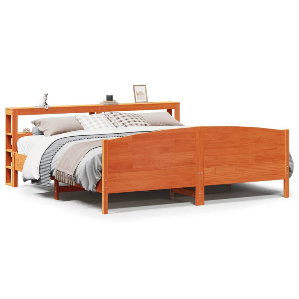 vidaXL Sängram utan madrass vaxbrun 200x200 cm massiv furu