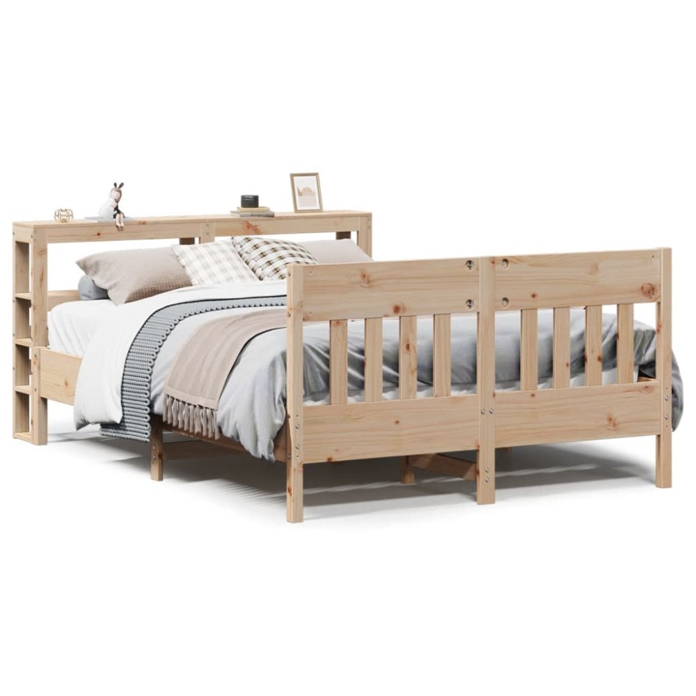 vidaXL Sängram utan madrass 140x190 cm massiv furu