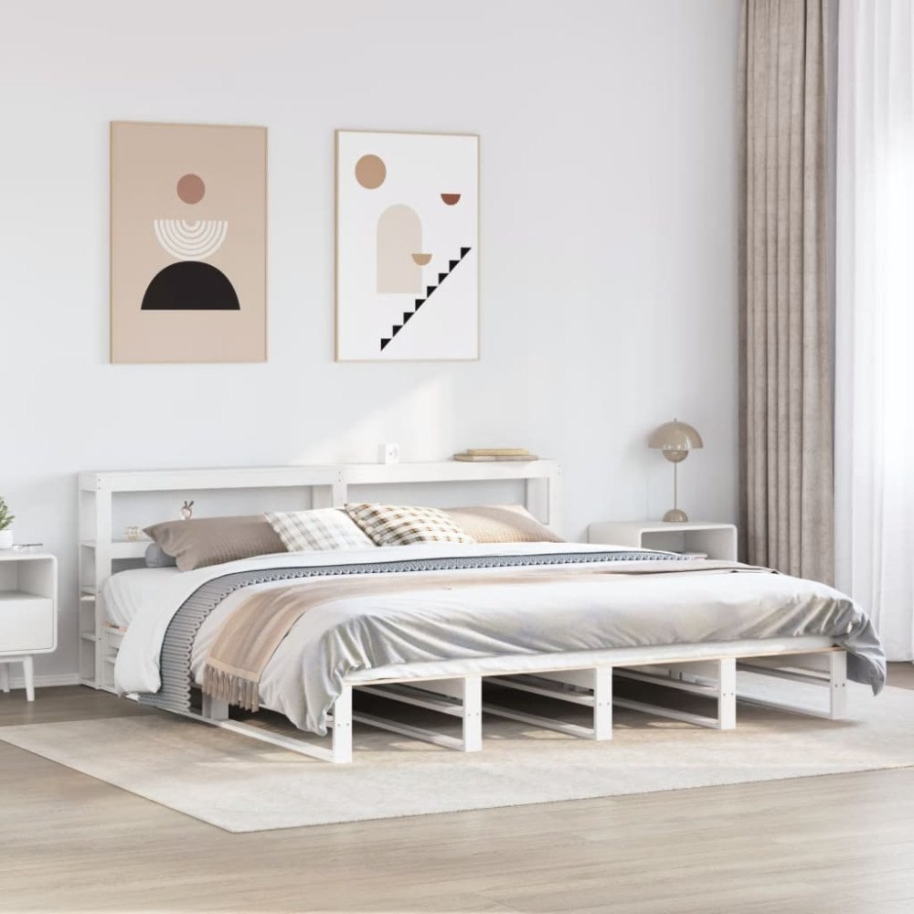 vidaXL Sängram utan madrass vit 180x200 cm massiv furu