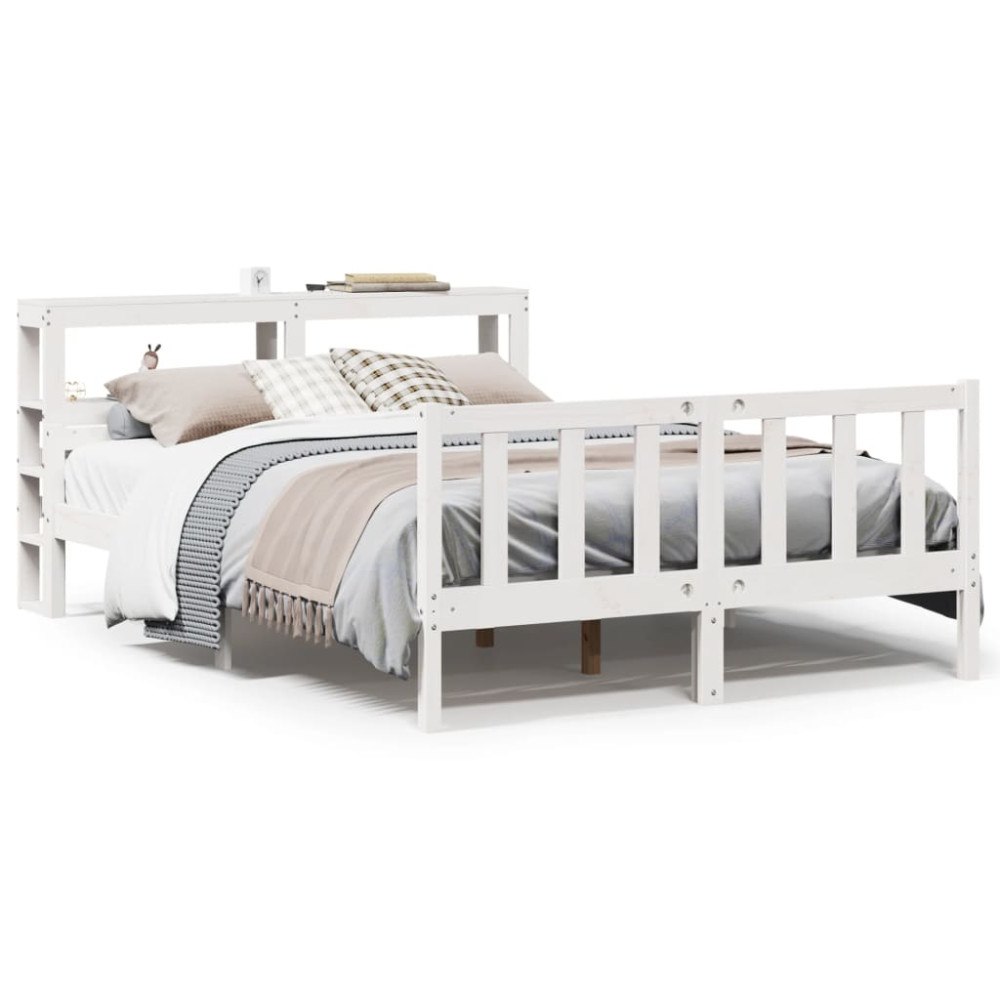 vidaXL Sängram utan madrass vit 150x200 cm massiv furu