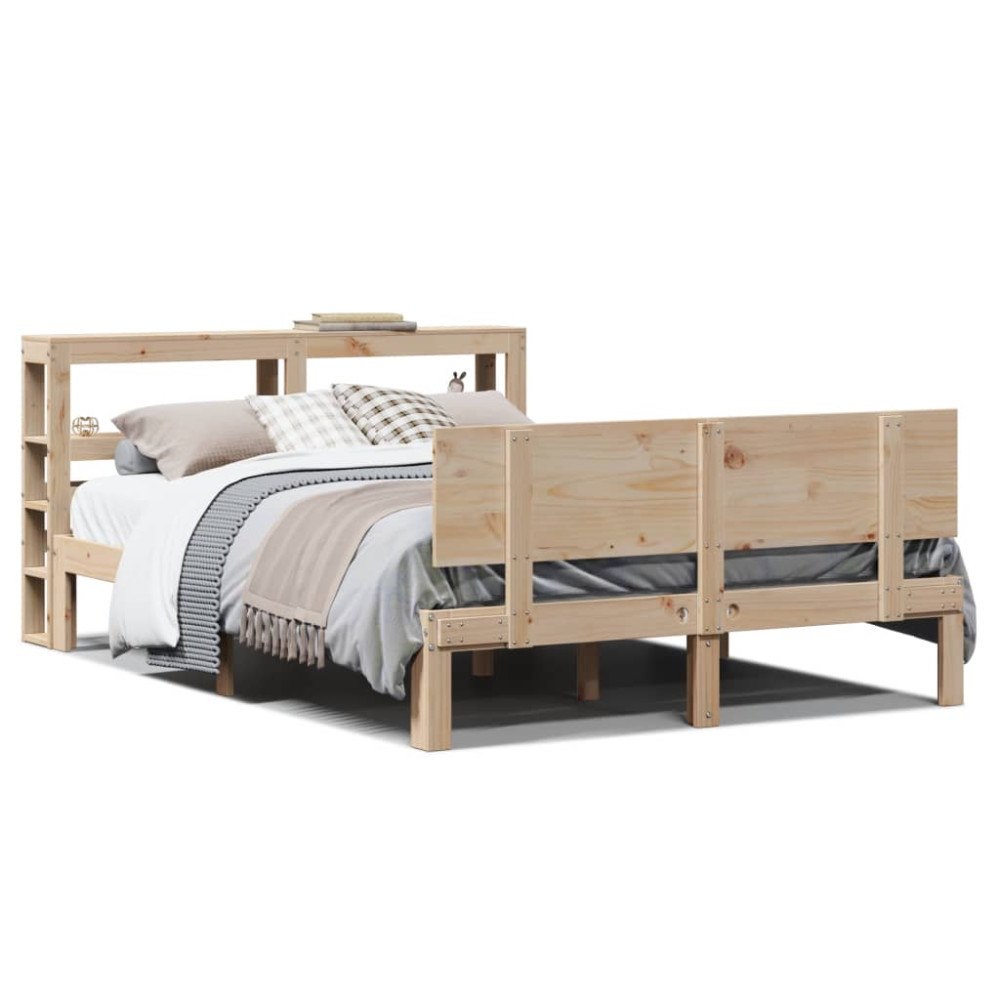 vidaXL Sängram med huvudgavel 120x190 cm massiv furu