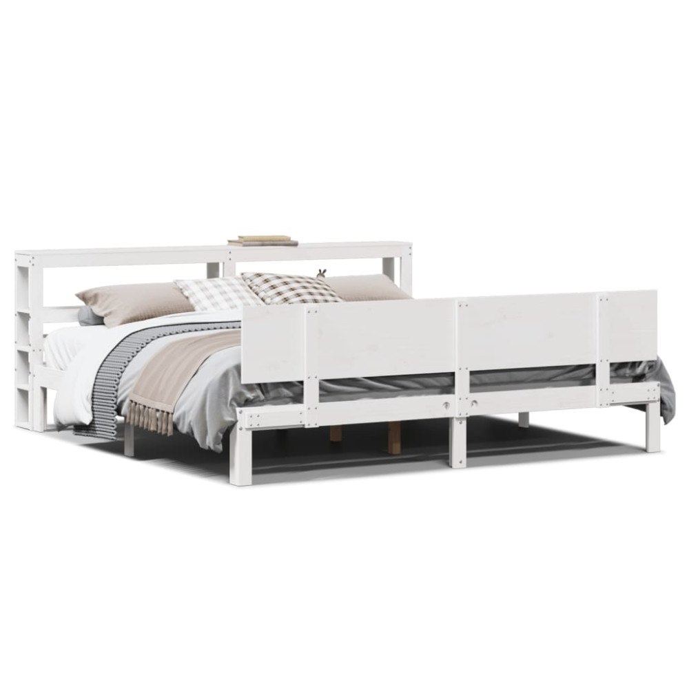 vidaXL Sängram med huvudgavel utan madrass vit 200x200 cm
