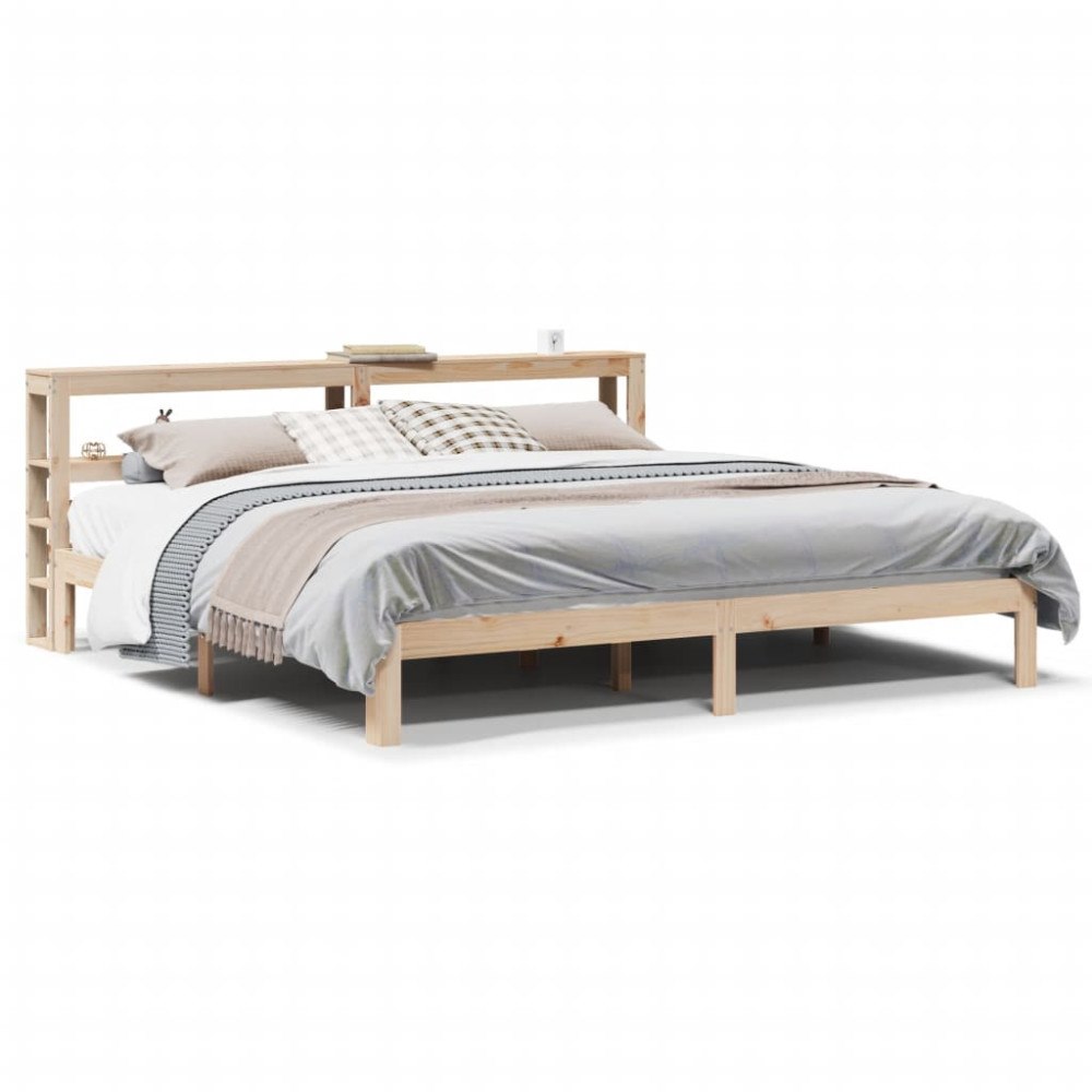 vidaXL Sängram med huvudgavel 200x200 cm massiv furu