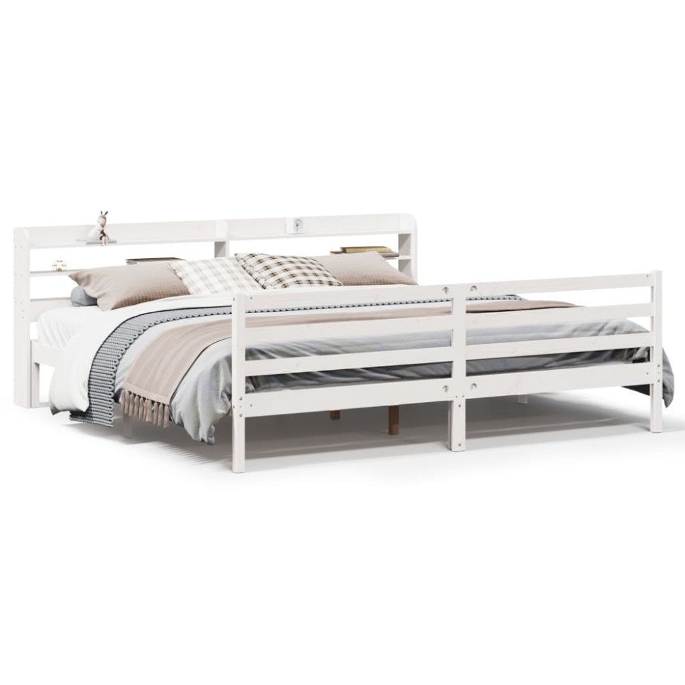vidaXL Sängram med huvudgavel utan madrass vit 200x200 cm
