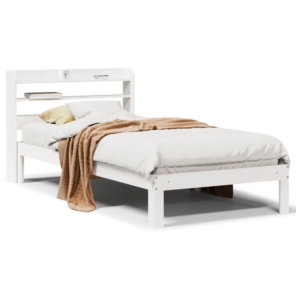 vidaXL Sängram med huvudgavel utan madrass vit 100x200 cm