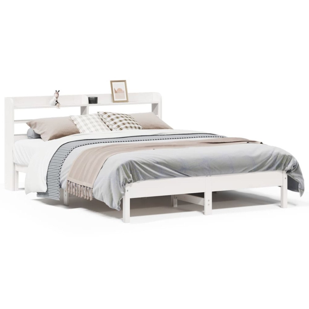 vidaXL Sängram utan madrass vit 160x200 cm massiv furu