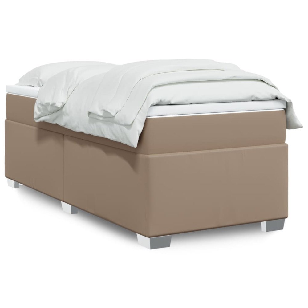 vidaXL Ramsäng med bäddmadrass cappuccino 90x200 cm konstläder