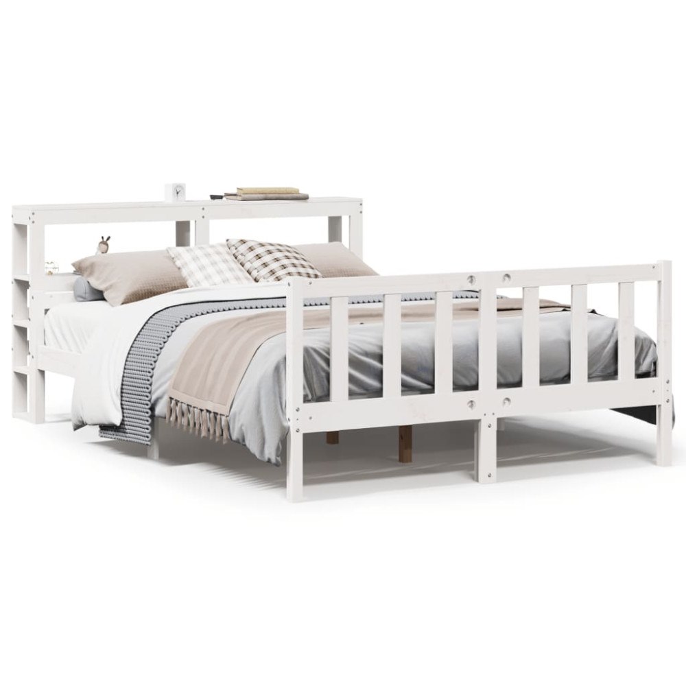 vidaXL Sängram utan madrass vit 160x200 cm massiv furu