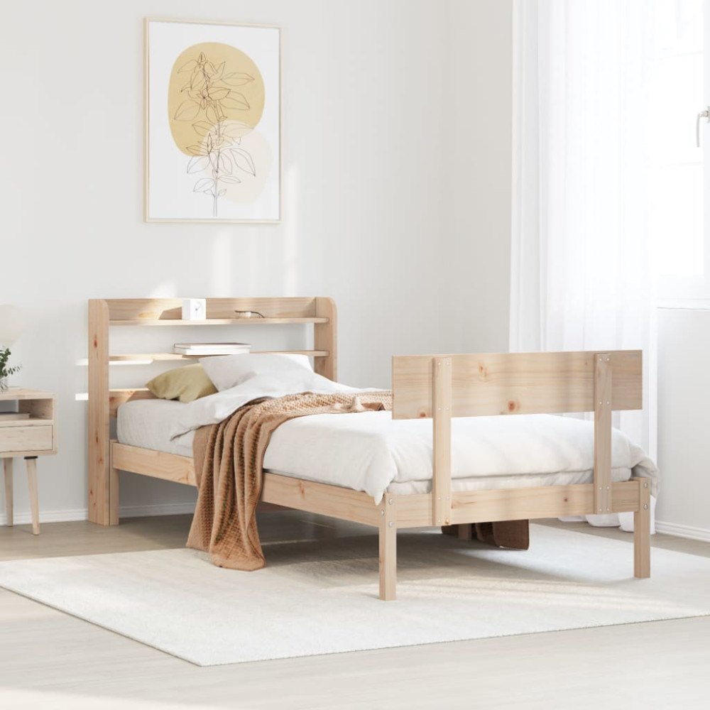 vidaXL Sängram utan madrass 90x200 cm massiv furu