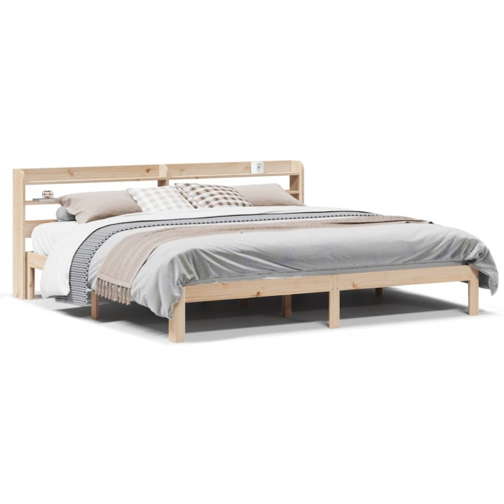 vidaXL Sängram med huvudgavel 200x200 cm massiv furu