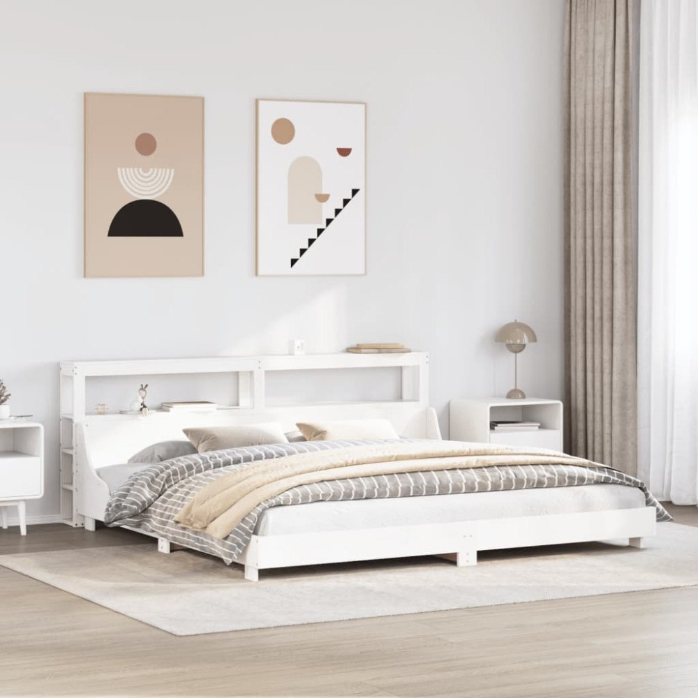 vidaXL Sängram utan madrass vit 180x200 cm massiv furu