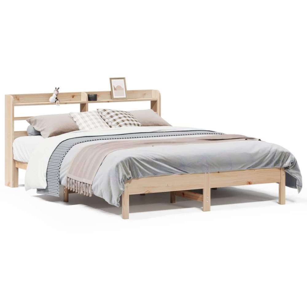 vidaXL Sängram utan madrass 135x190 cm massiv furu