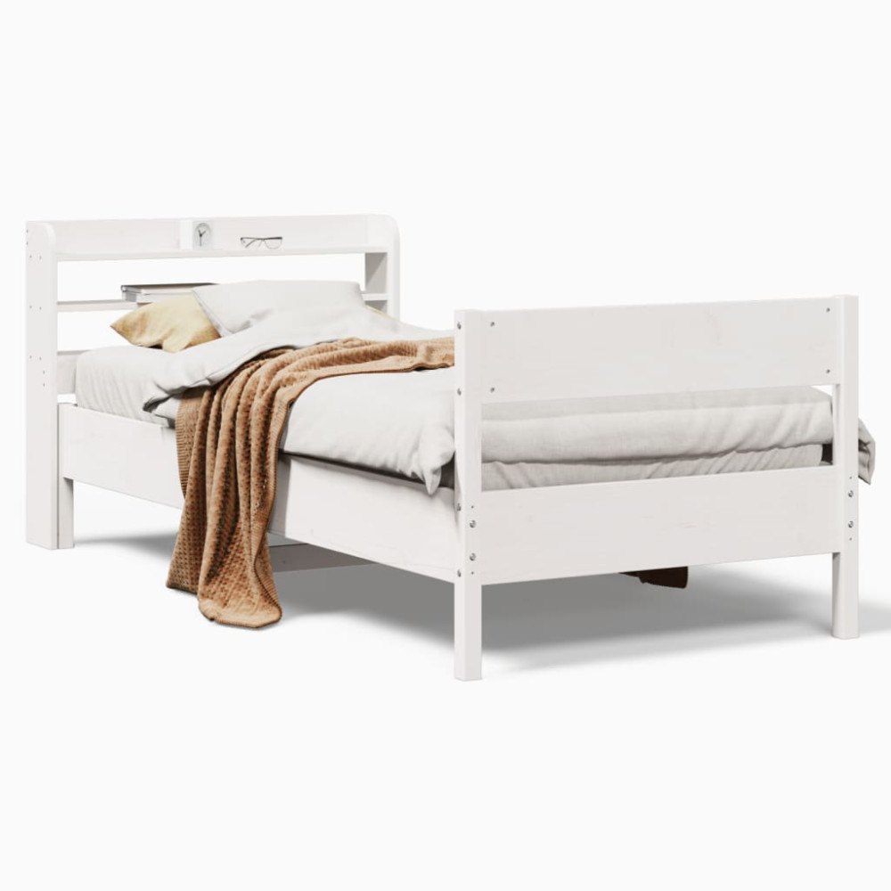 vidaXL Sängram utan madrass vit 100x200 cm massiv furu
