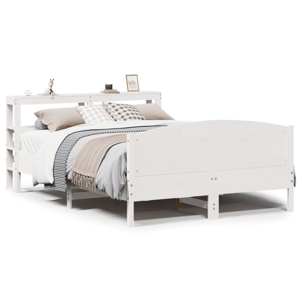 vidaXL Sängram utan madrass vit 140x200 cm massiv furu