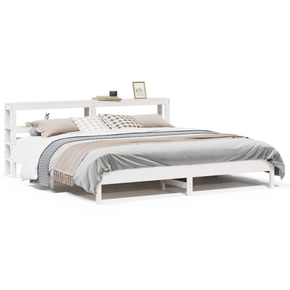 vidaXL Sängram utan madrass vit 200x200 cm massiv furu