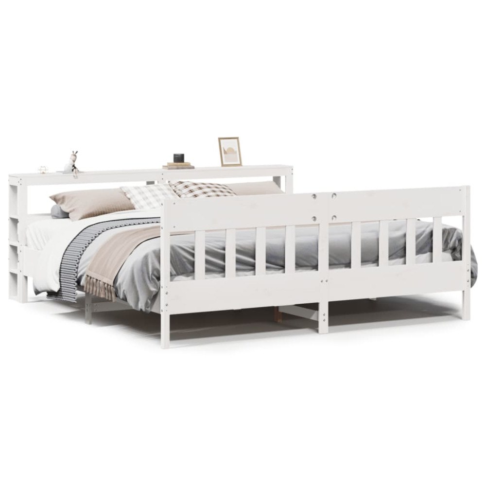 vidaXL Sängram utan madrass vit 200x200 cm massiv furu
