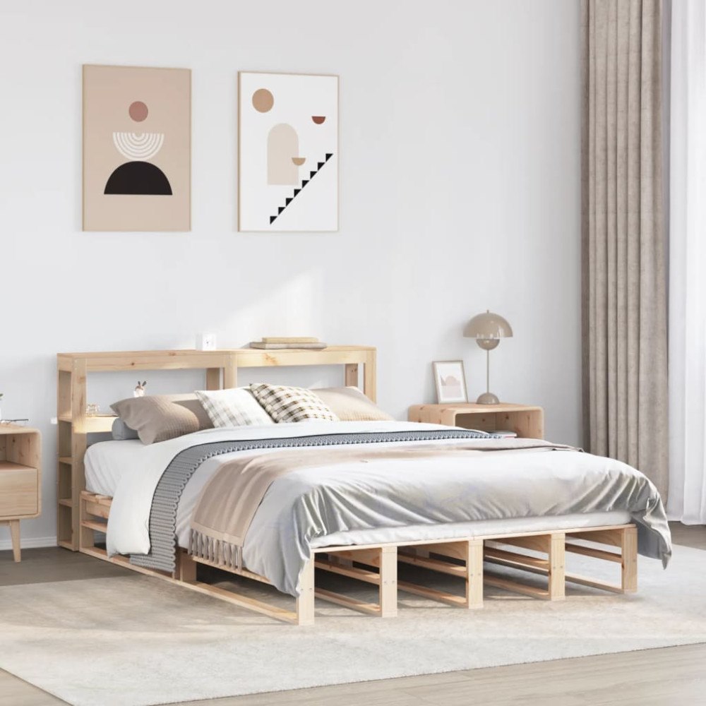 vidaXL Sängram utan madrass 140x190 cm massiv furu