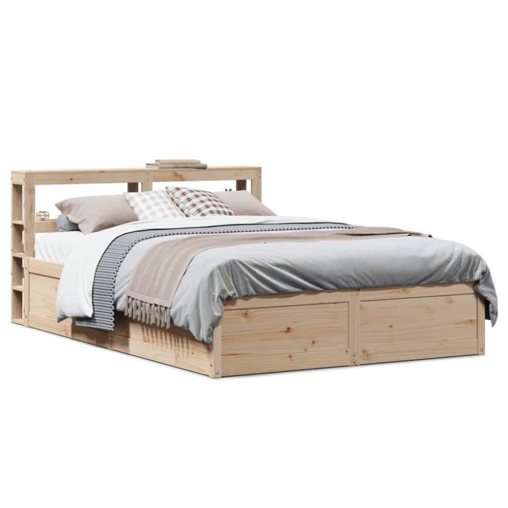 vidaXL Sängram med huvudgavel 140x190 cm massiv furu