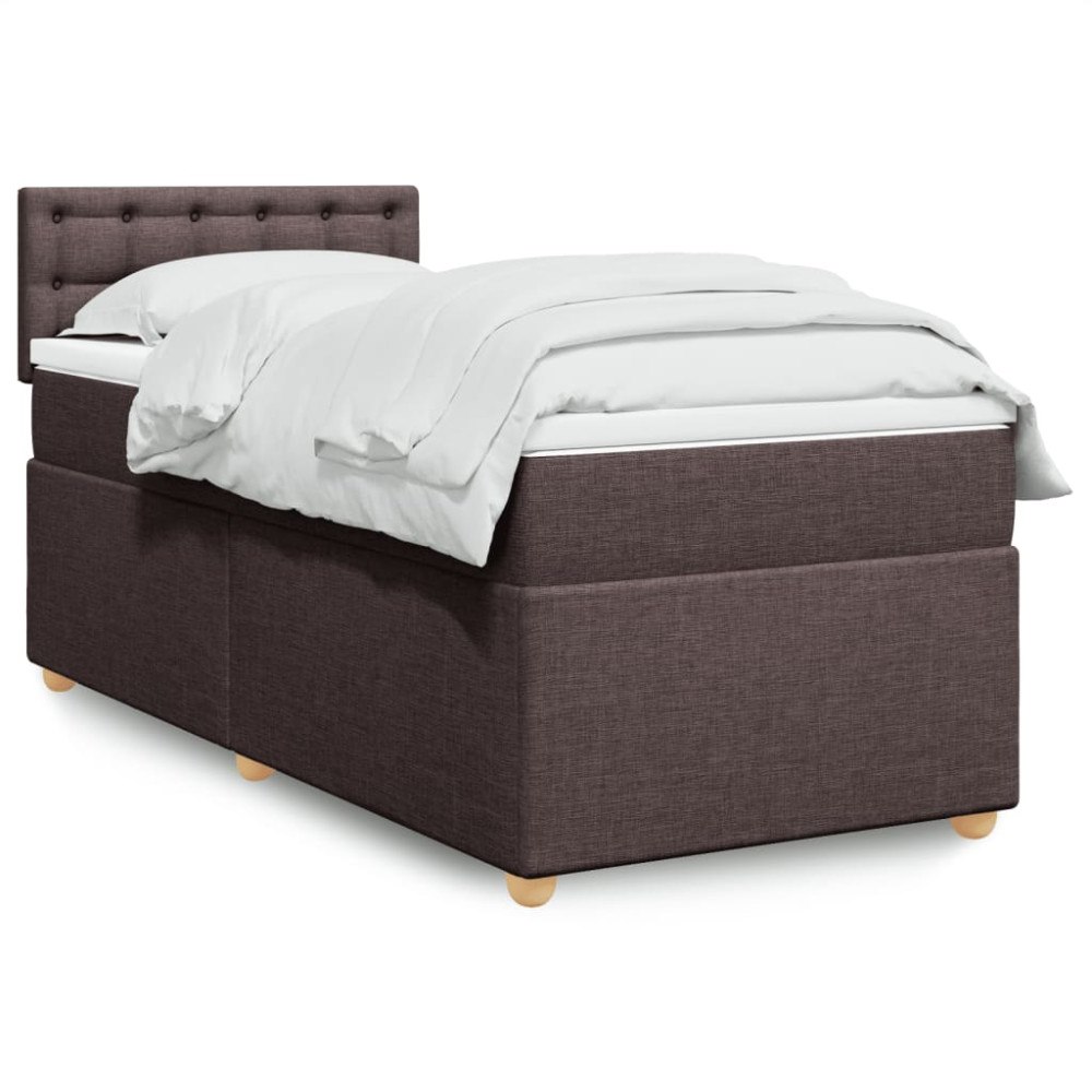 vidaXL Ramsäng med madrass mörkbrun 90x200 cm tyg