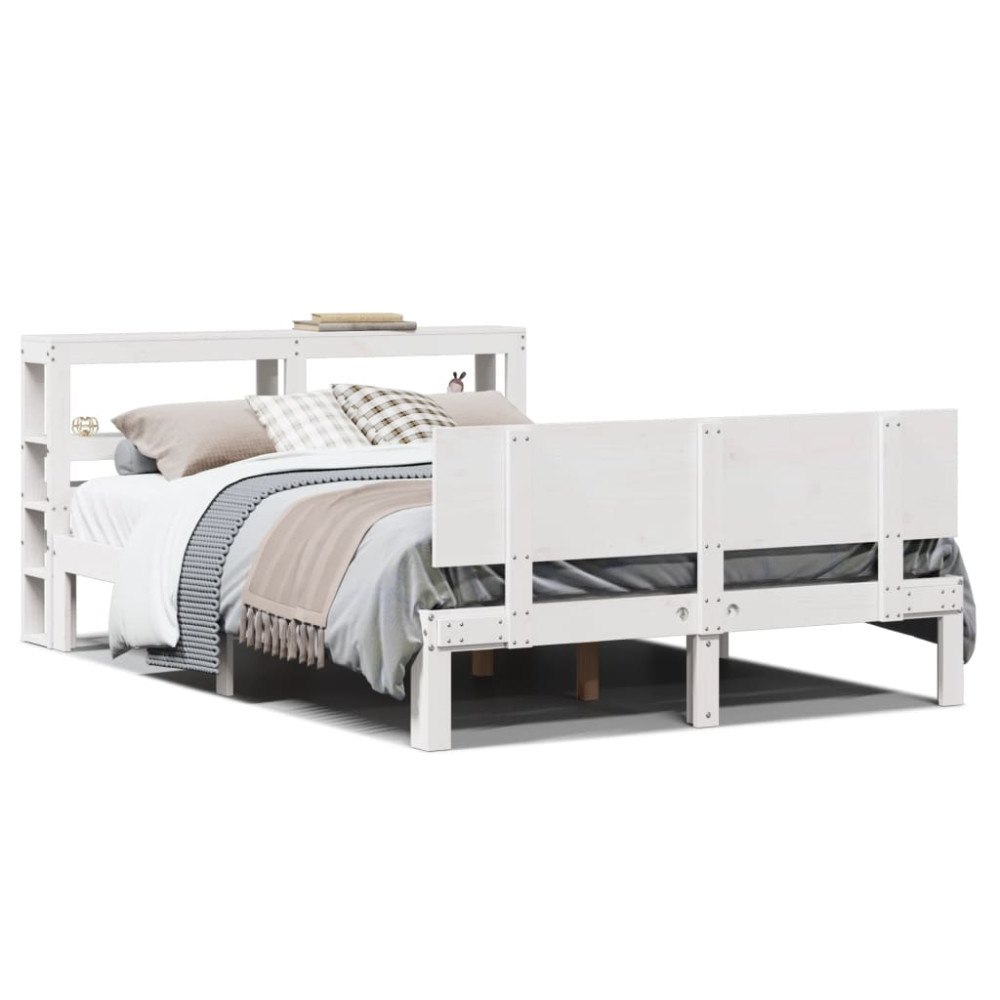 vidaXL Sängram med huvudgavel utan madrass vit 120x200 cm