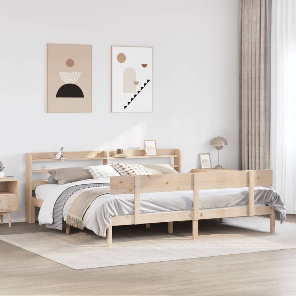 vidaXL Sängram utan madrass 200x200 cm massiv furu