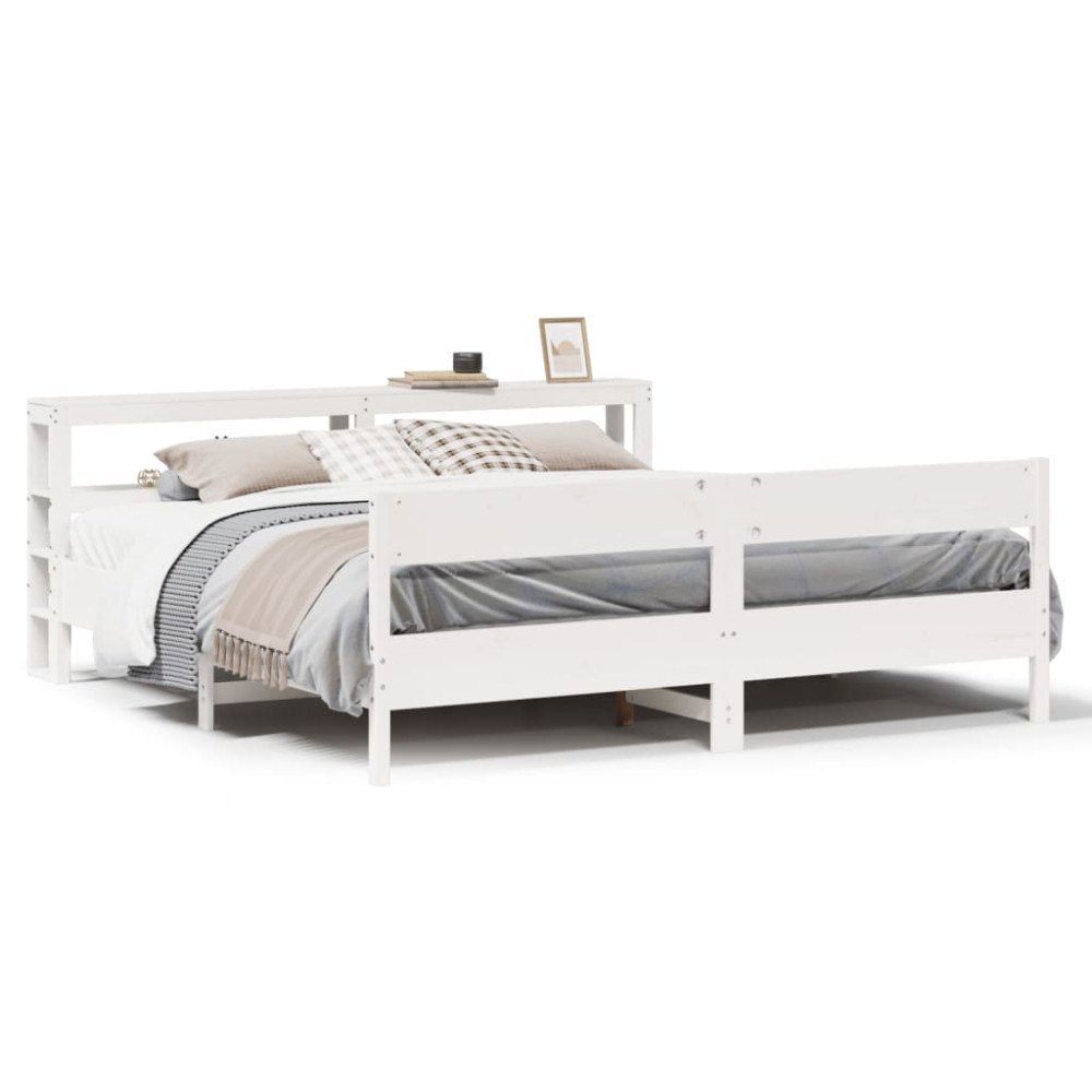 vidaXL Sängram utan madrass vit 200x200 cm massiv furu