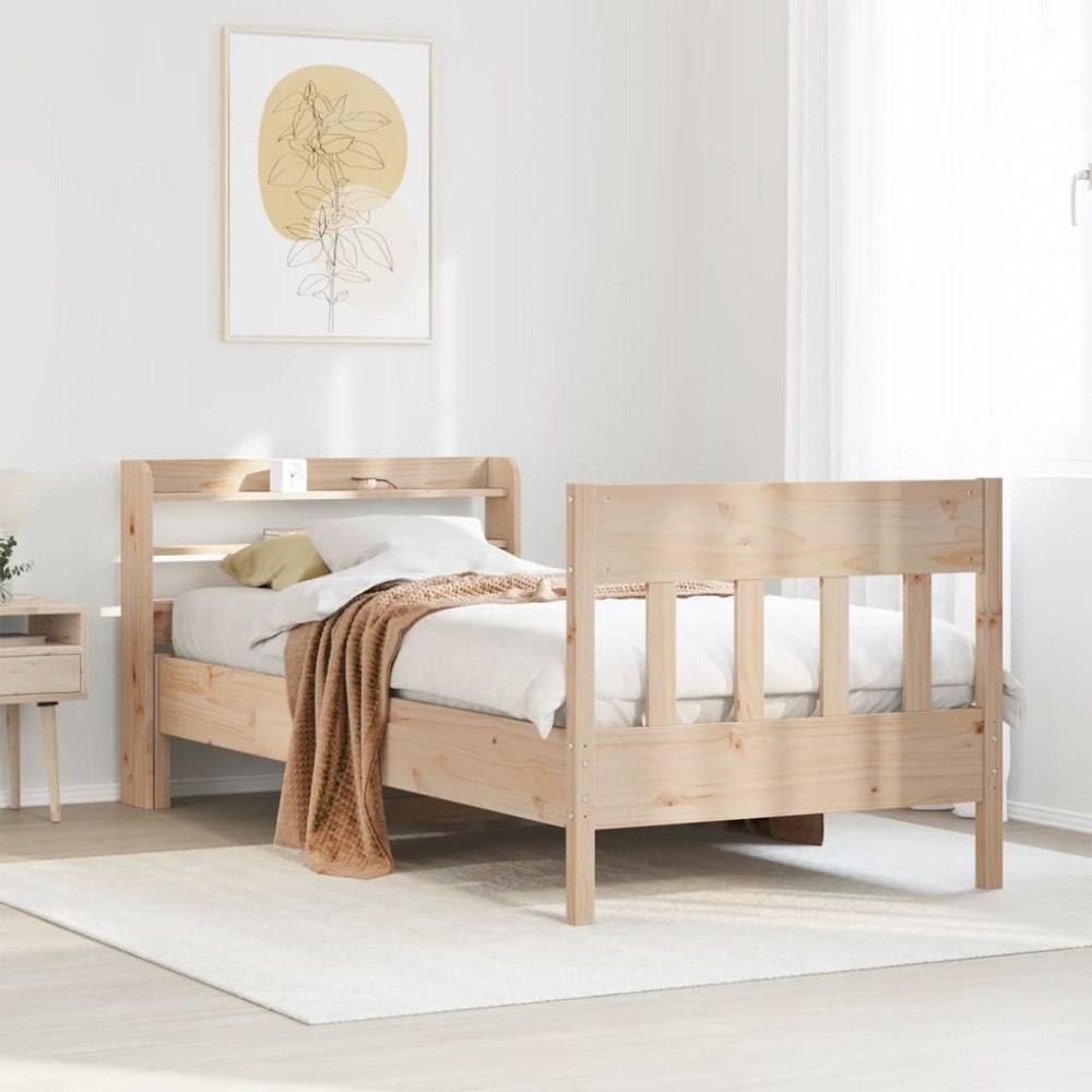 vidaXL Sängram utan madrass 75x190 cm massiv furu