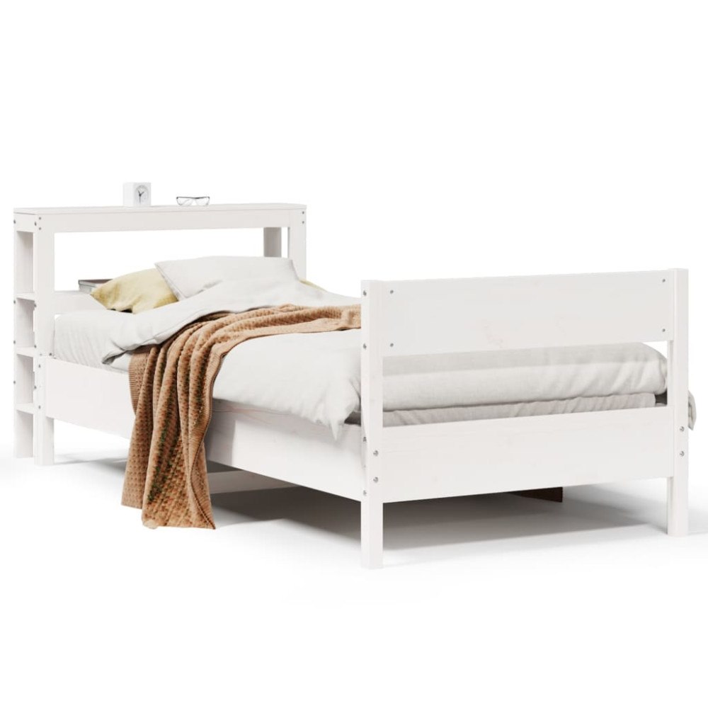 vidaXL Sängram utan madrass vit 90x200 cm massiv furu