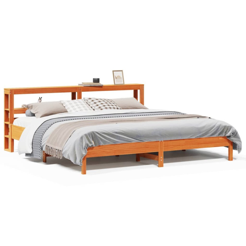 vidaXL Sängram utan madrass vaxbrun 200x200 cm massiv furu