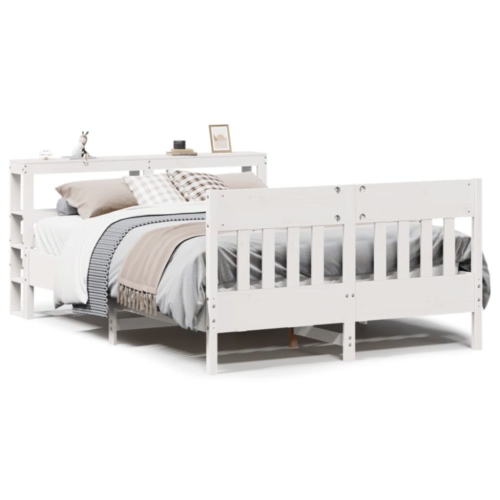vidaXL Sängram utan madrass vit 160x200 cm massiv furu