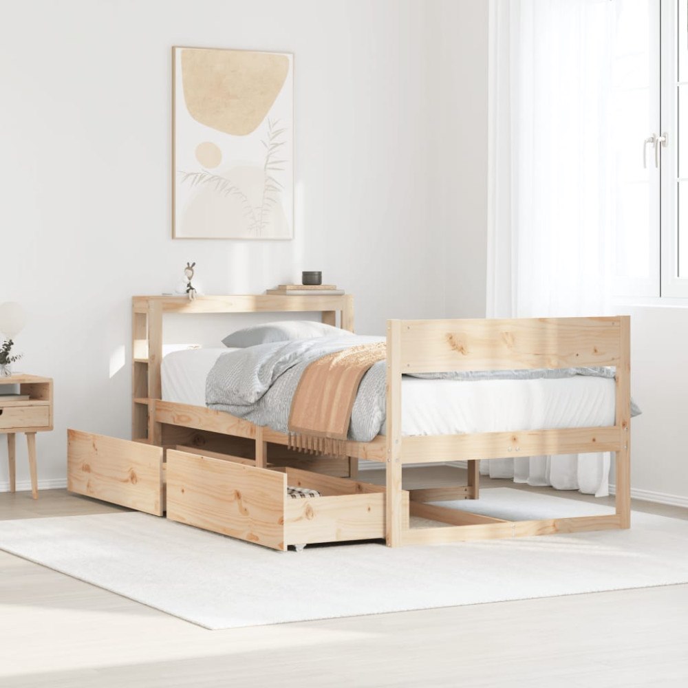 vidaXL Sängram utan madrass 75x190 cm massiv furu