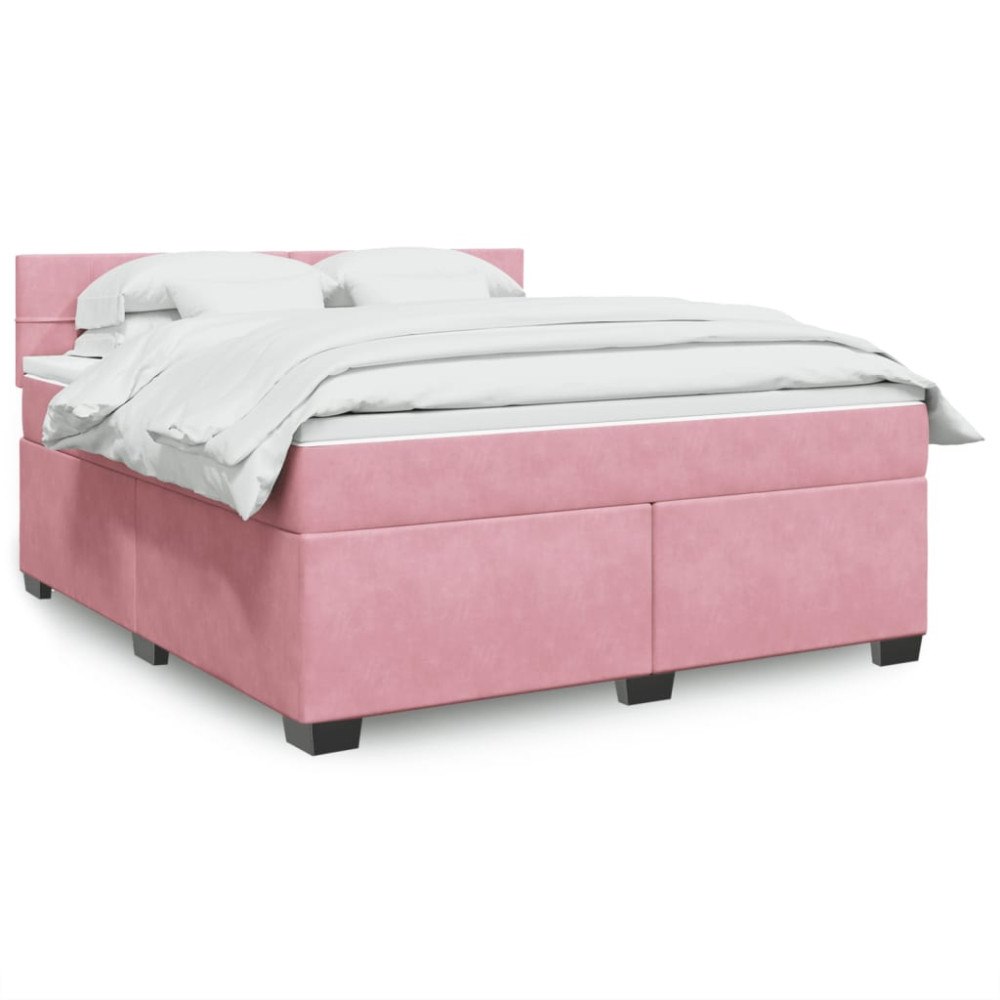 vidaXL Ramsäng med madrass rosa 180x200 cm sammet