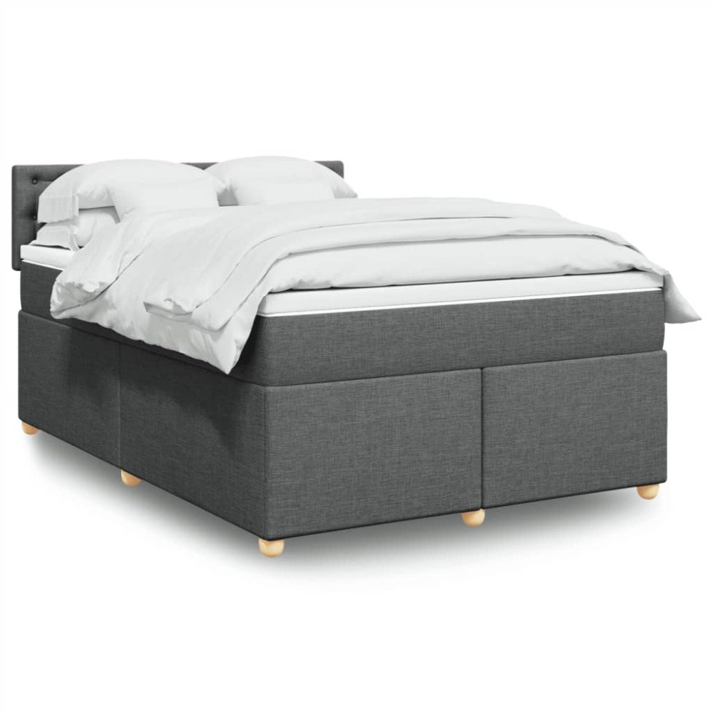vidaXL Ramsäng med madrass mörkgrå 140x190 cm tyg