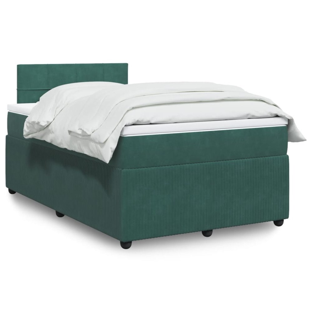 vidaXL Ramsäng med madrass mörkgrön 120x190 cm sammet