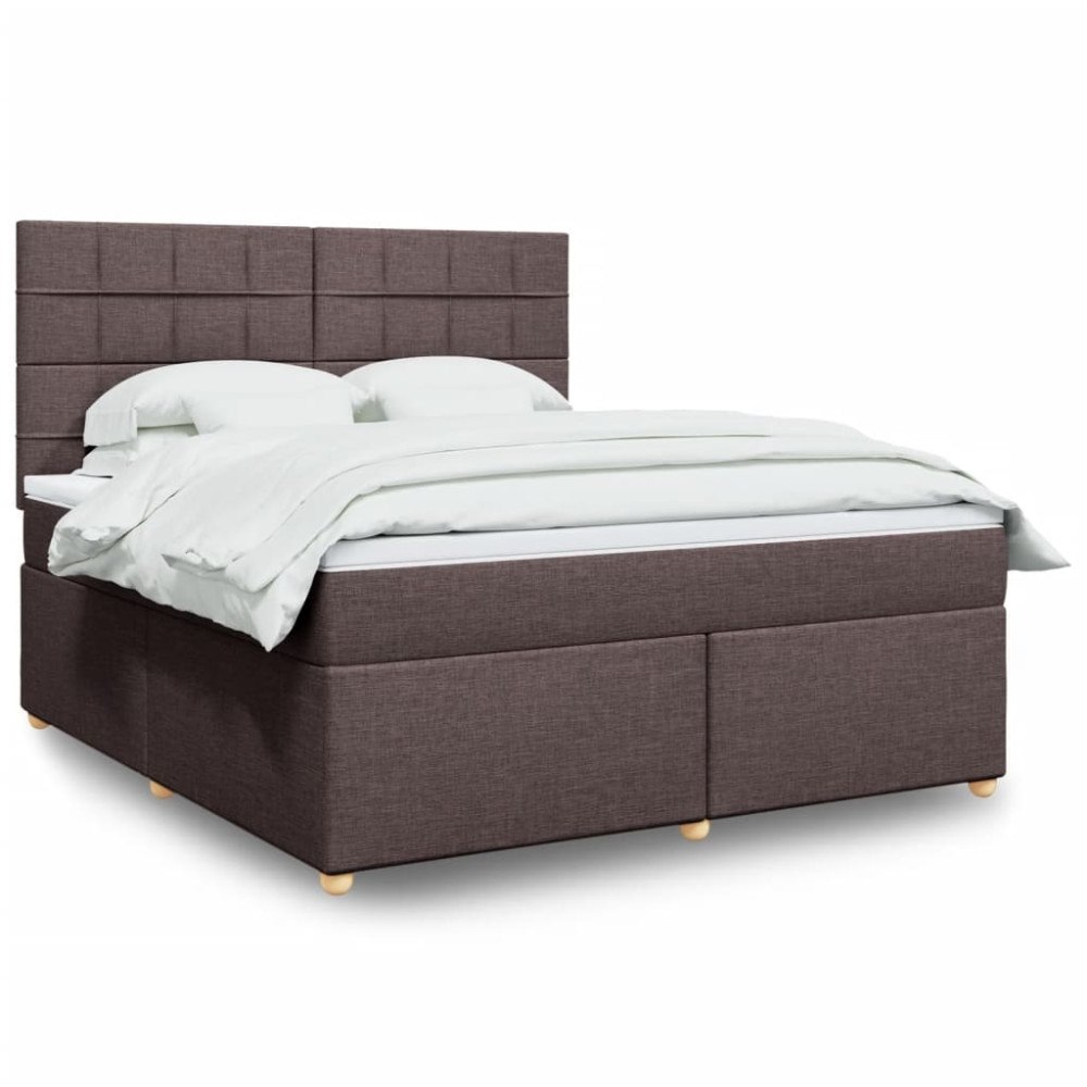 vidaXL Ramsäng med madrass mörkbrun 180x200 cm tyg
