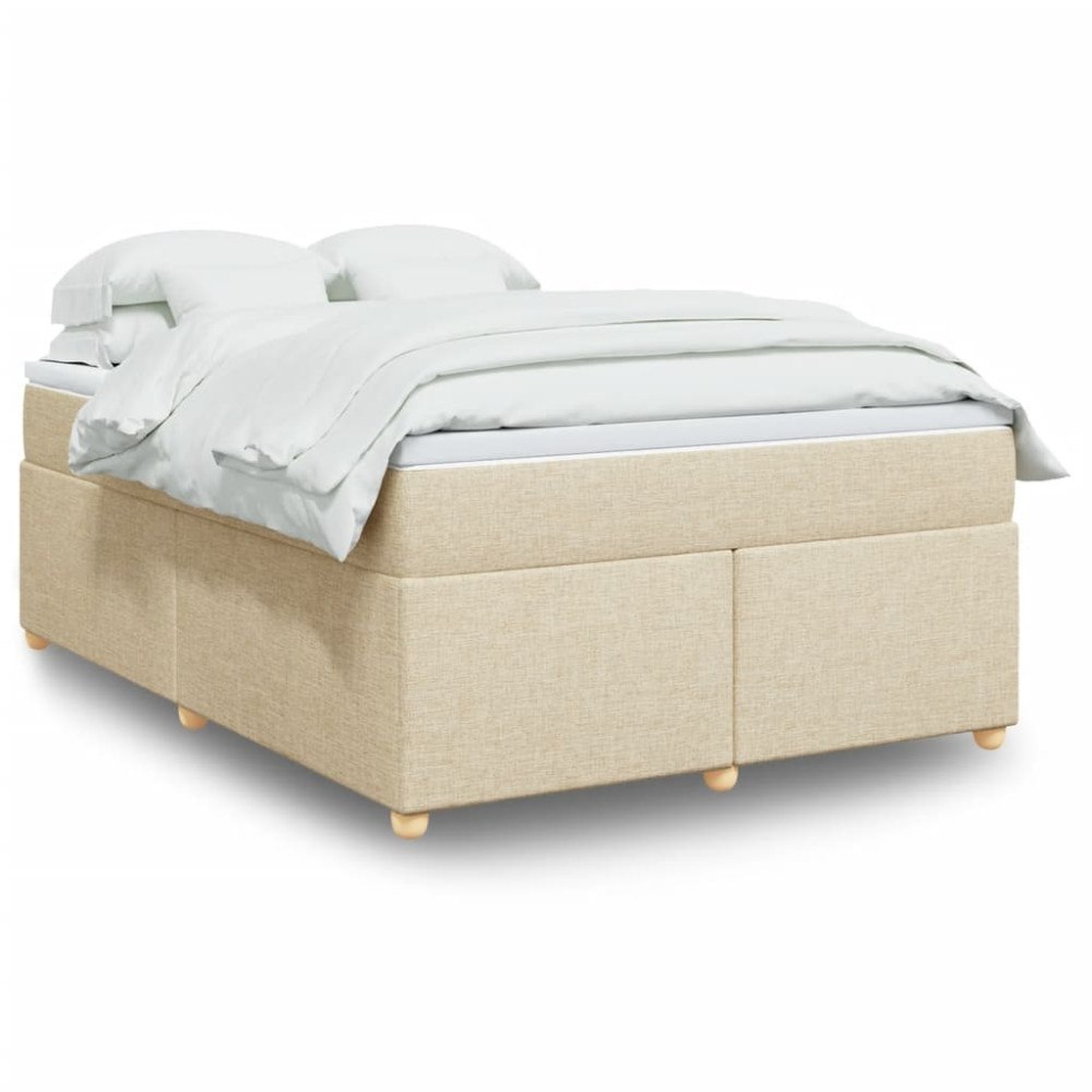 vidaXL Ramsäng med madrass gräddvit 140x190 cm tyg