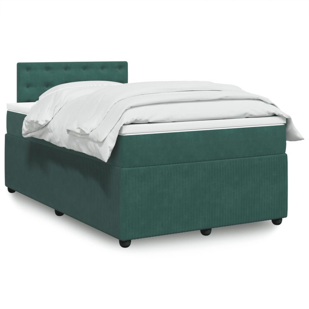 vidaXL Ramsäng med madrass mörkgrön 120x190 cm sammet