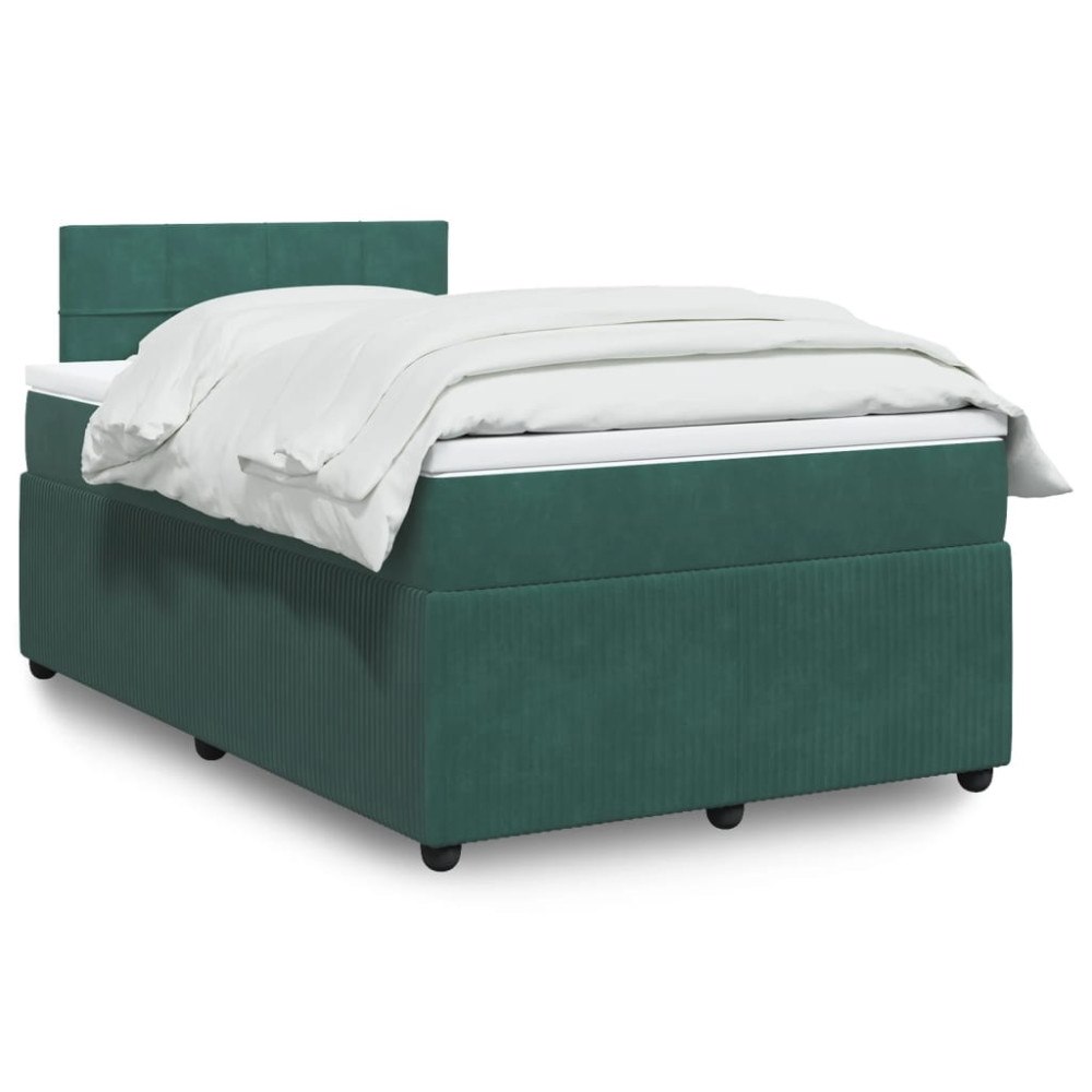 vidaXL Ramsäng med madrass mörkgrön 120x190 cm sammet