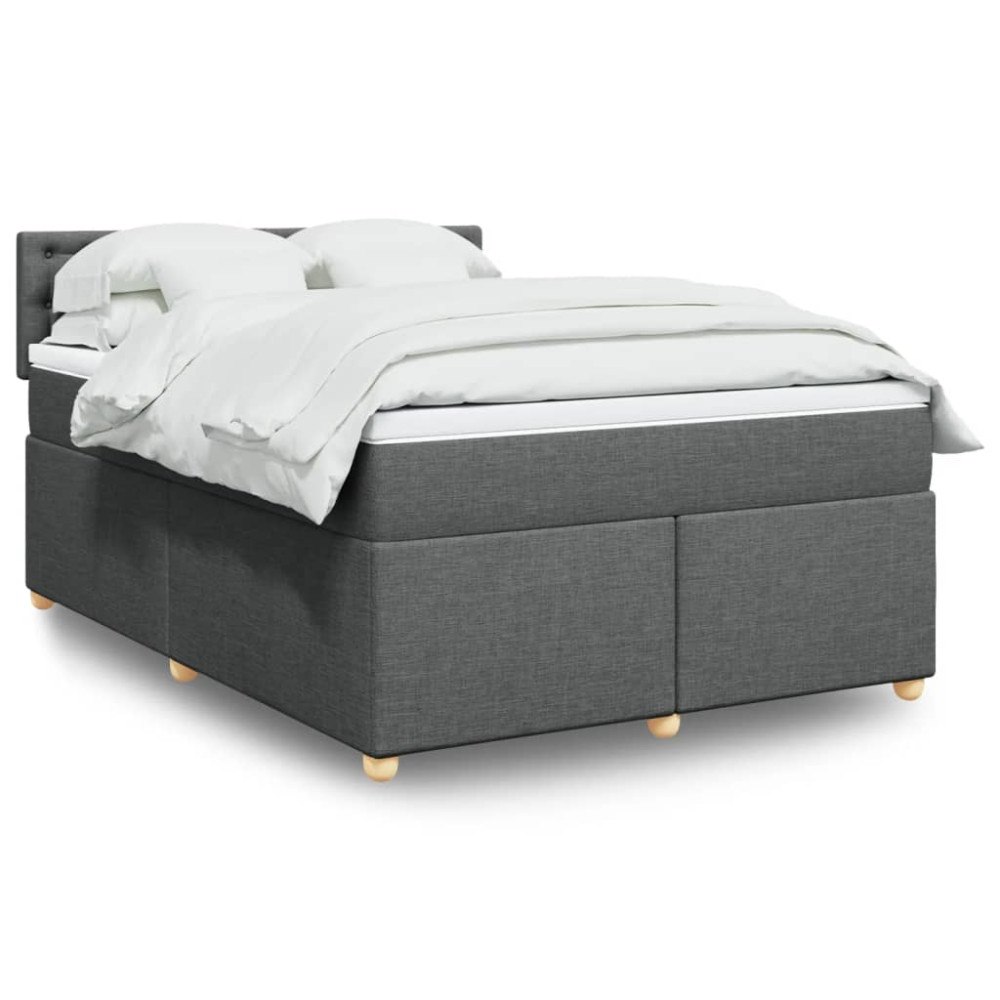vidaXL Ramsäng med madrass mörkgrå 140x190 cm tyg